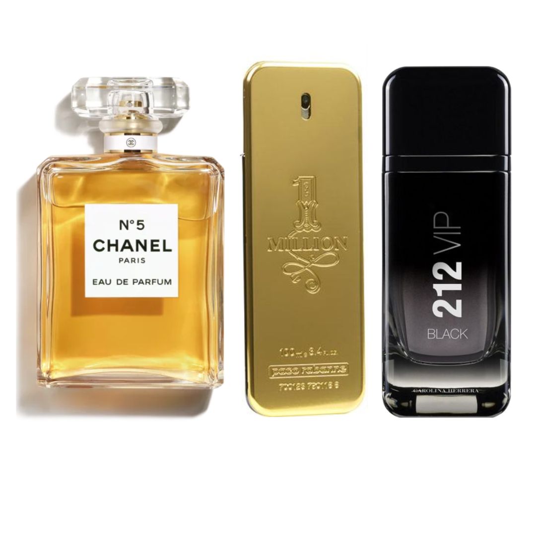 (3) Chanel 5 + One Million + 212VipBlack Hombre