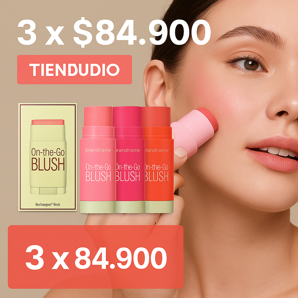 Rubor en Barra 3x1 – On-the-Go Blush ✨ Color Natural al Instante + Envío Gratis