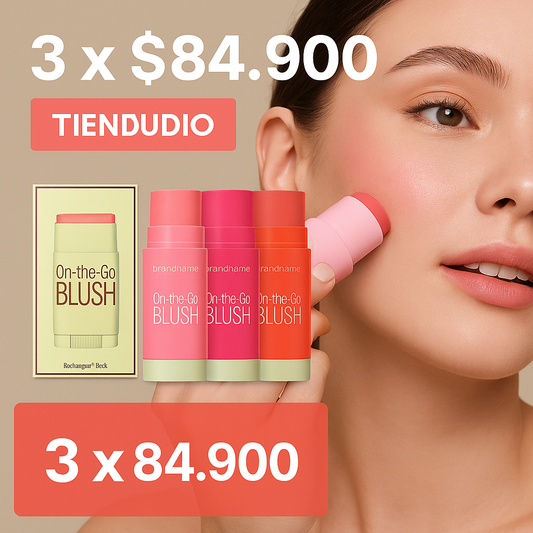 Rubor en Barra 3x1 – On-the-Go Blush ✨ Color Natural al Instante + Envío Gratis